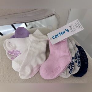 🤍 3~12 Mth Carter's Colorful Baby Girl Socks Set of 6 Pairs NWT